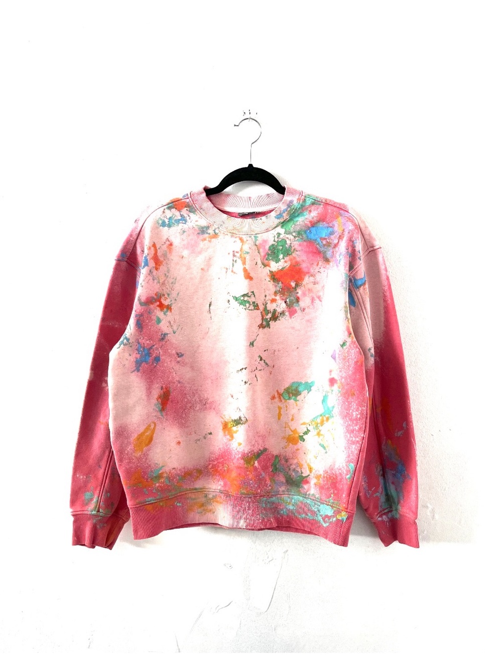 One-of-One Hand-Painted & Bleached Crewneck Sweatshirt – Original Wearable Art